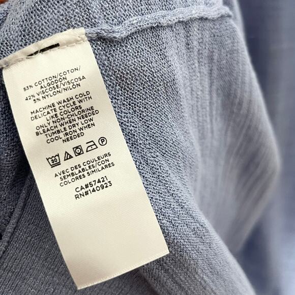 Loft Long Sleeve Open Front Cardigan Sweater Womens XL Blue Cotton Coastal - Picture 8 of 8